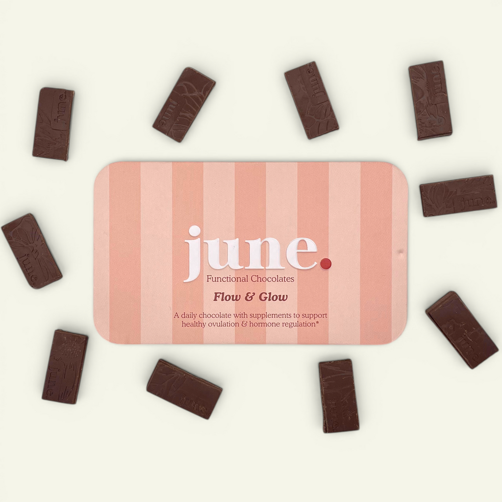 June Flow & Glow functional chocolate tin with 14 servings
