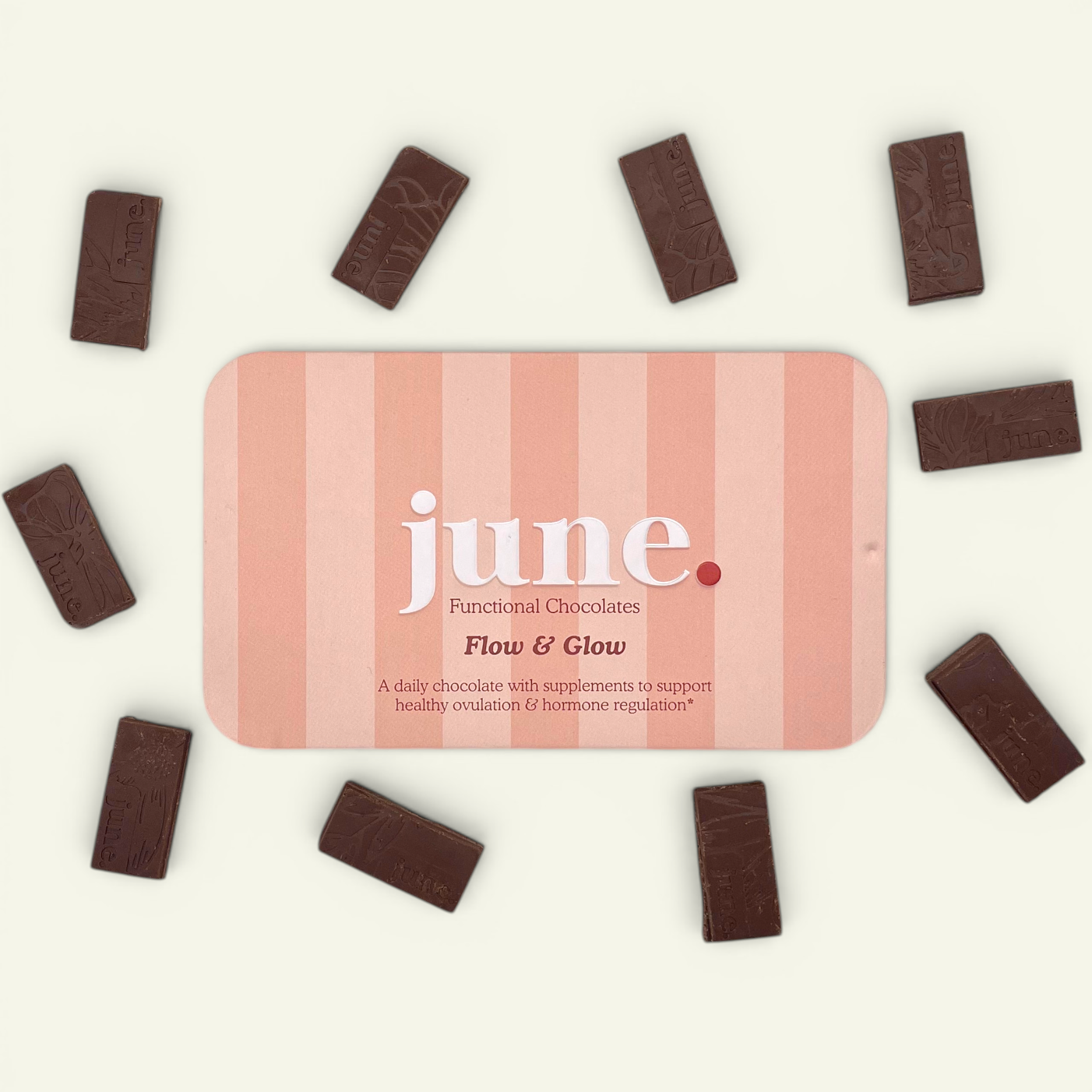 June Flow & Glow functional chocolate tin with 14 servings